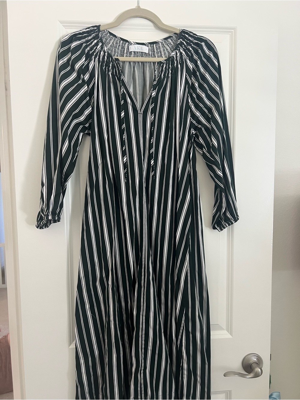 Dark green & White Striped Women's Maxi Dress